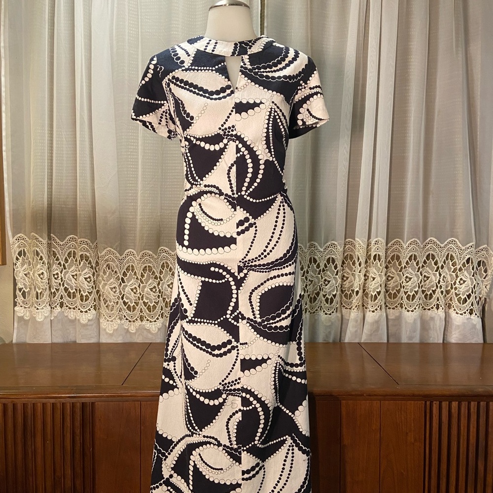 Vintage Black and White Mod Maxi Dress Size Medium